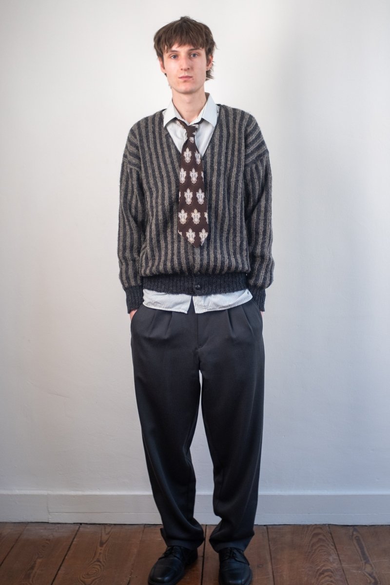 Black and grey wool cardigan - own it vintageW2509