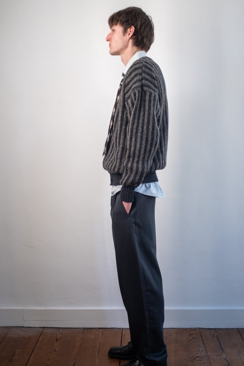 Black and grey wool cardigan - own it vintageW2509