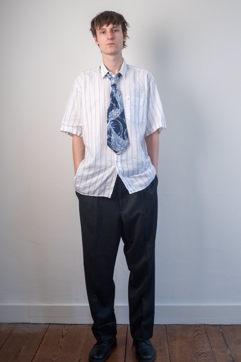 Blue printed tie - own it vintageW2397