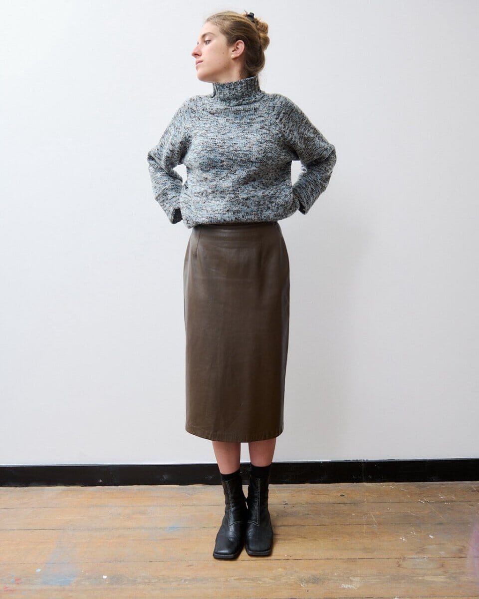 Blue,brown and white knitted sweater