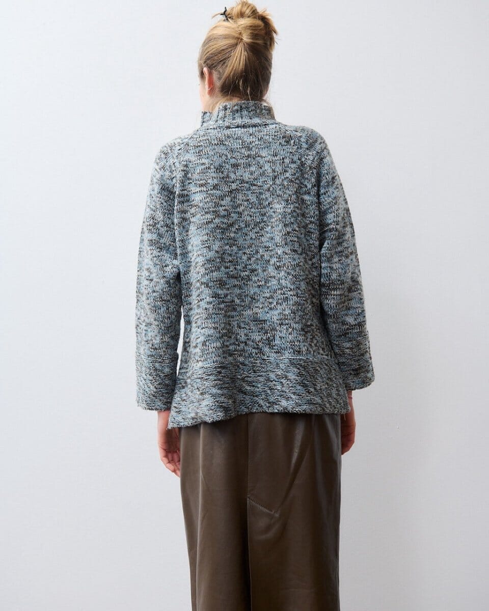Blue,brown and white knitted sweater