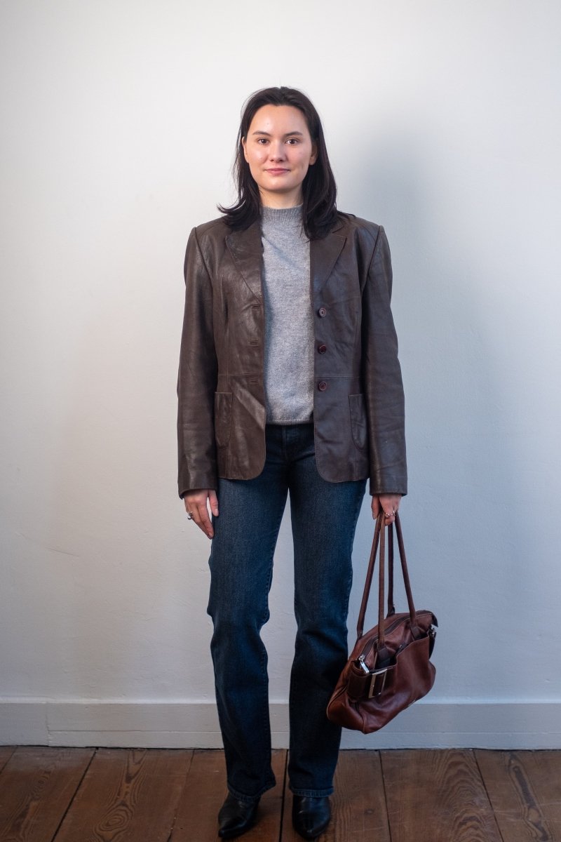 Brown leather blazer - own it vintageW2333