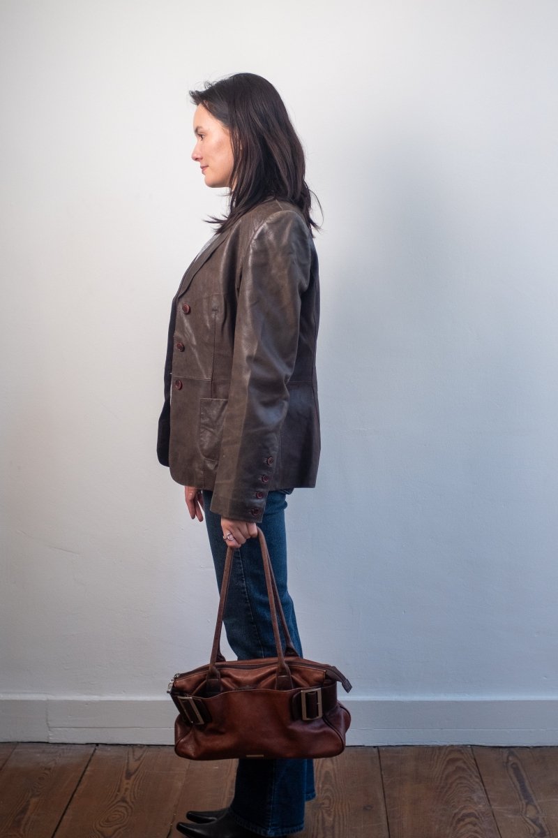 Brown leather blazer - own it vintageW2333