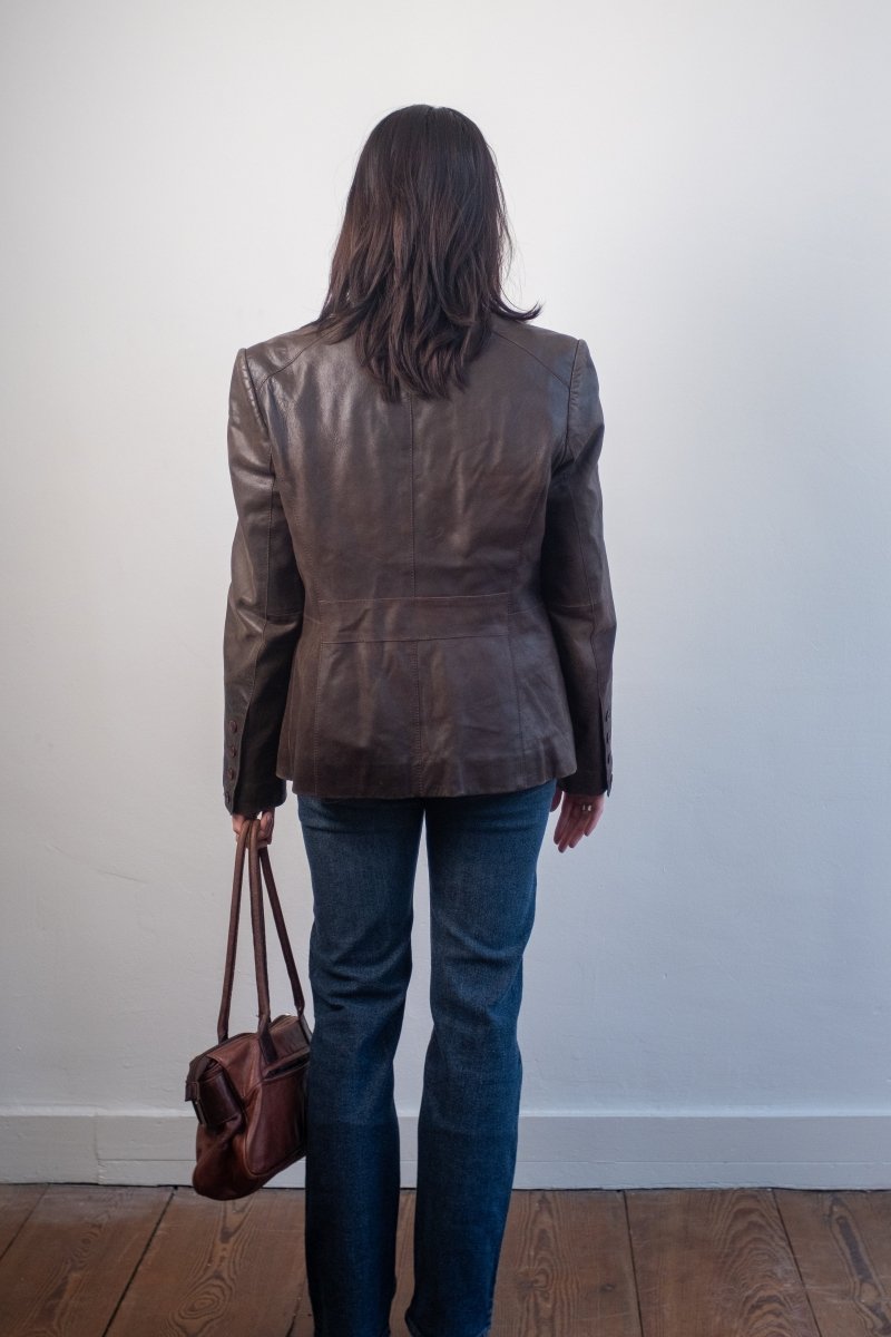 Brown leather blazer - own it vintageW2333