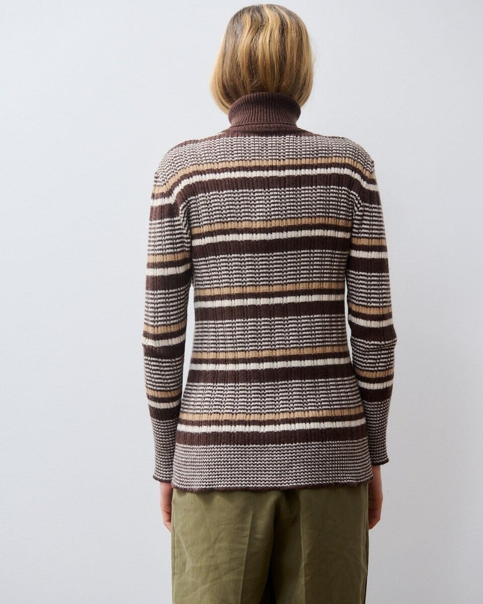 Brown striped knit with turtleneck