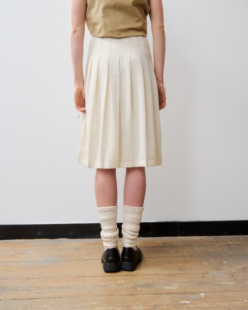Cream pleated midi skirt - own it vintage01016