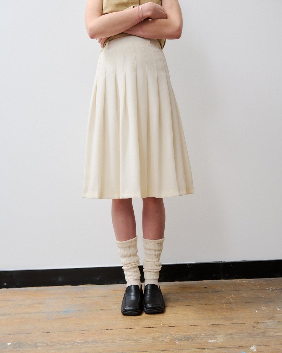 Cream pleated midi skirt - own it vintage01016