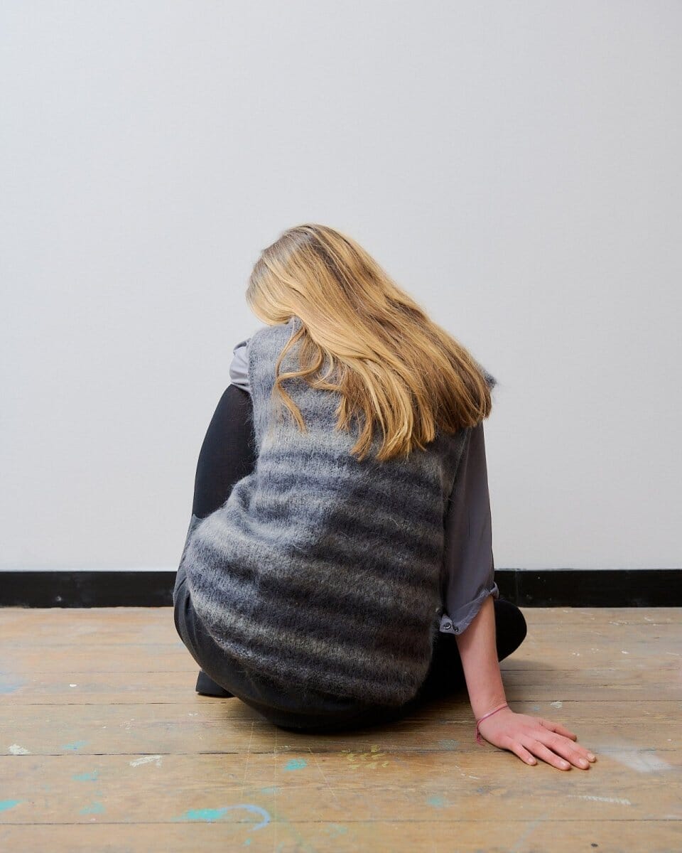 Grey striped wool vest