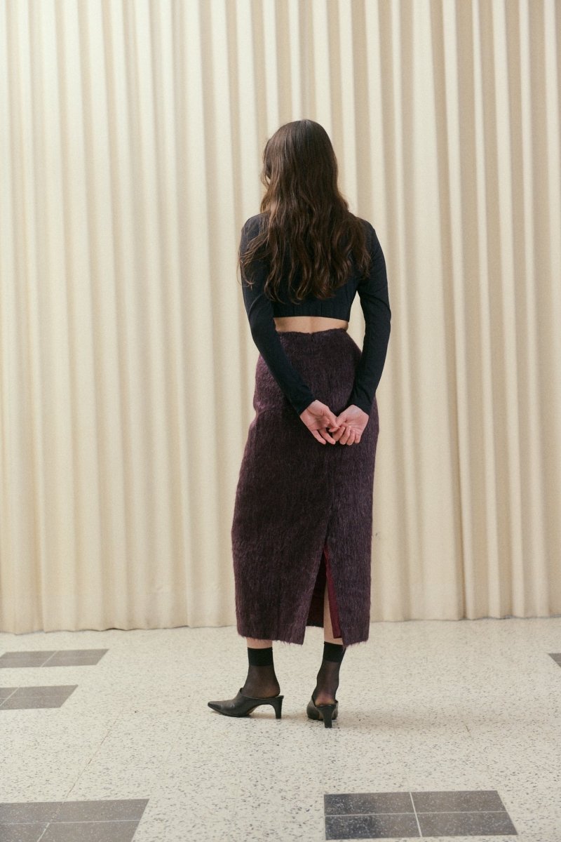 Textured bordeaux skirt - own it vintage04005