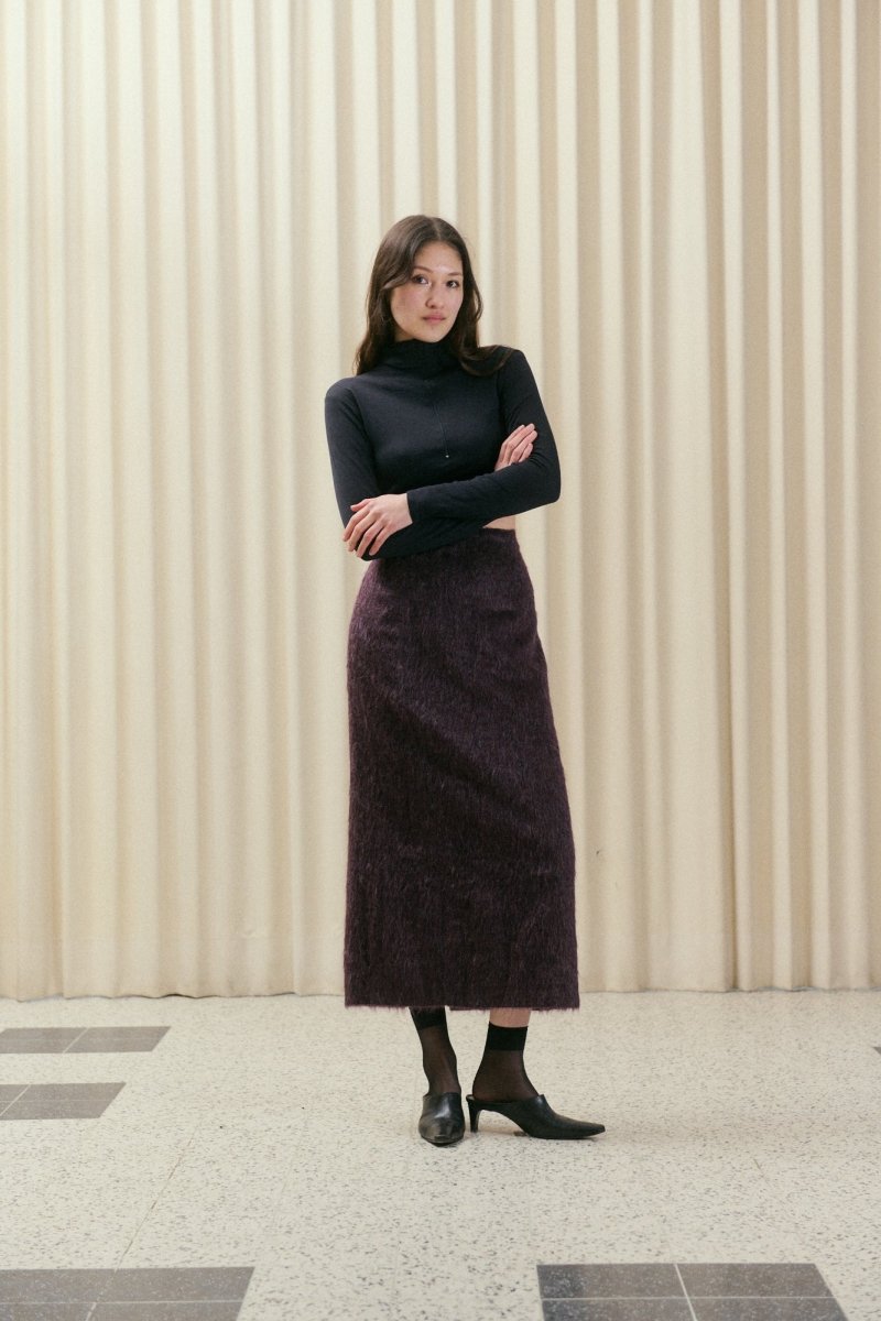 Textured bordeaux skirt - own it vintage04005