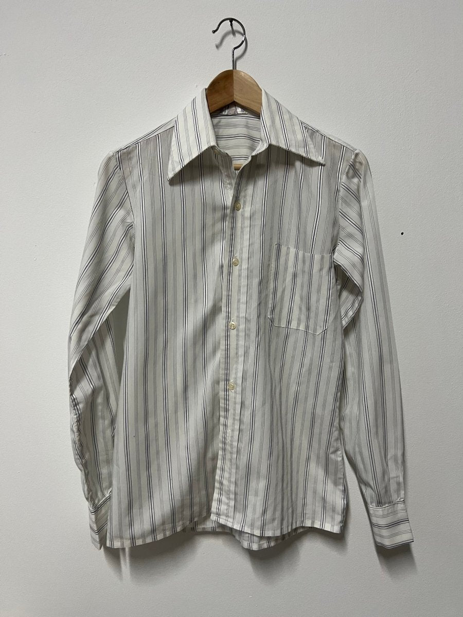 White striped shirt with purple and grey stripes - own it vintage01010