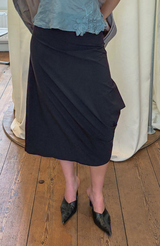 Black Asymmetric Midi Skirt