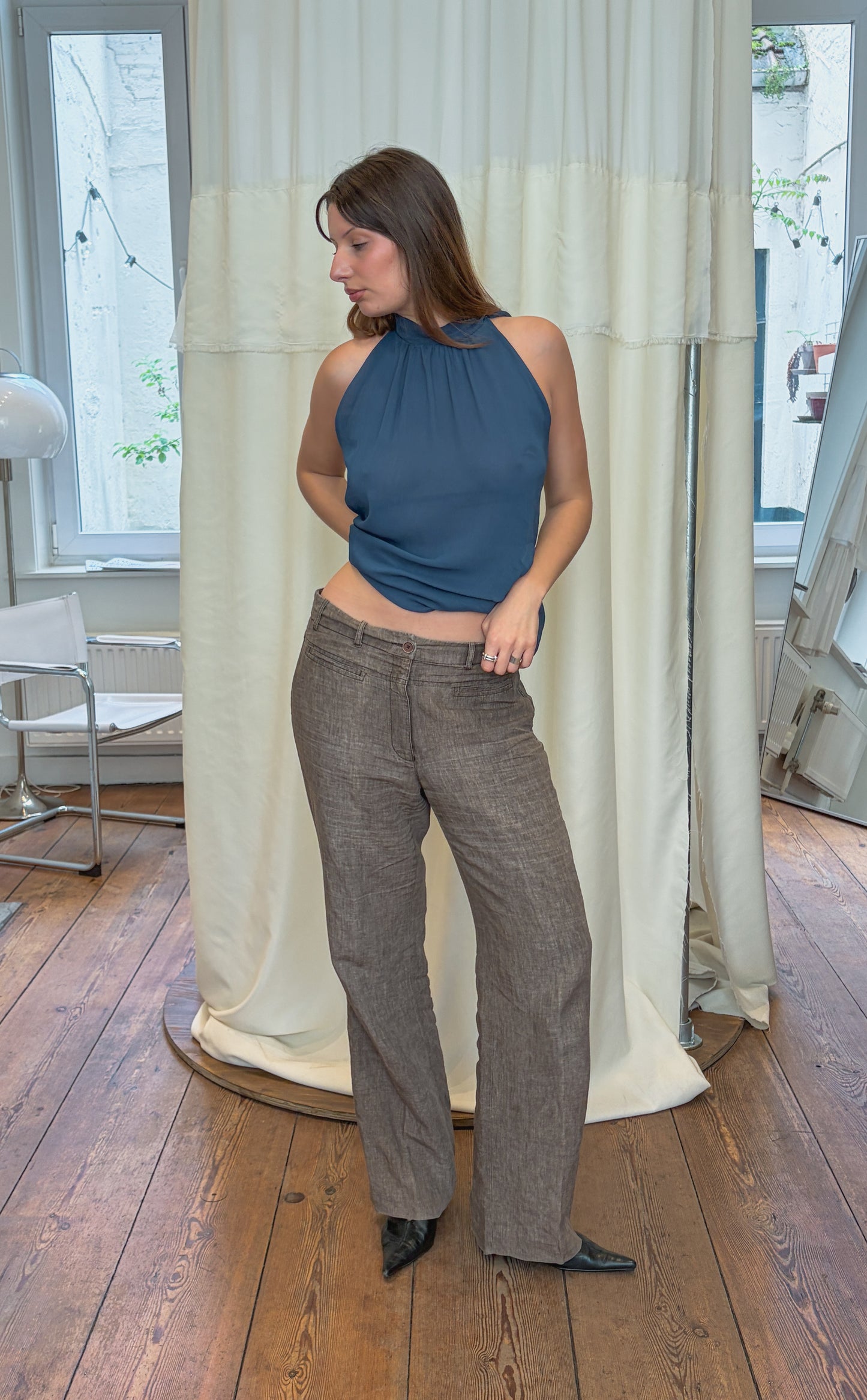 Navy Blue Halter Neck Blouse