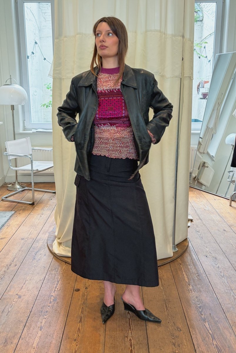 Black Leather Zip-Up Jacket - own it vintage4924