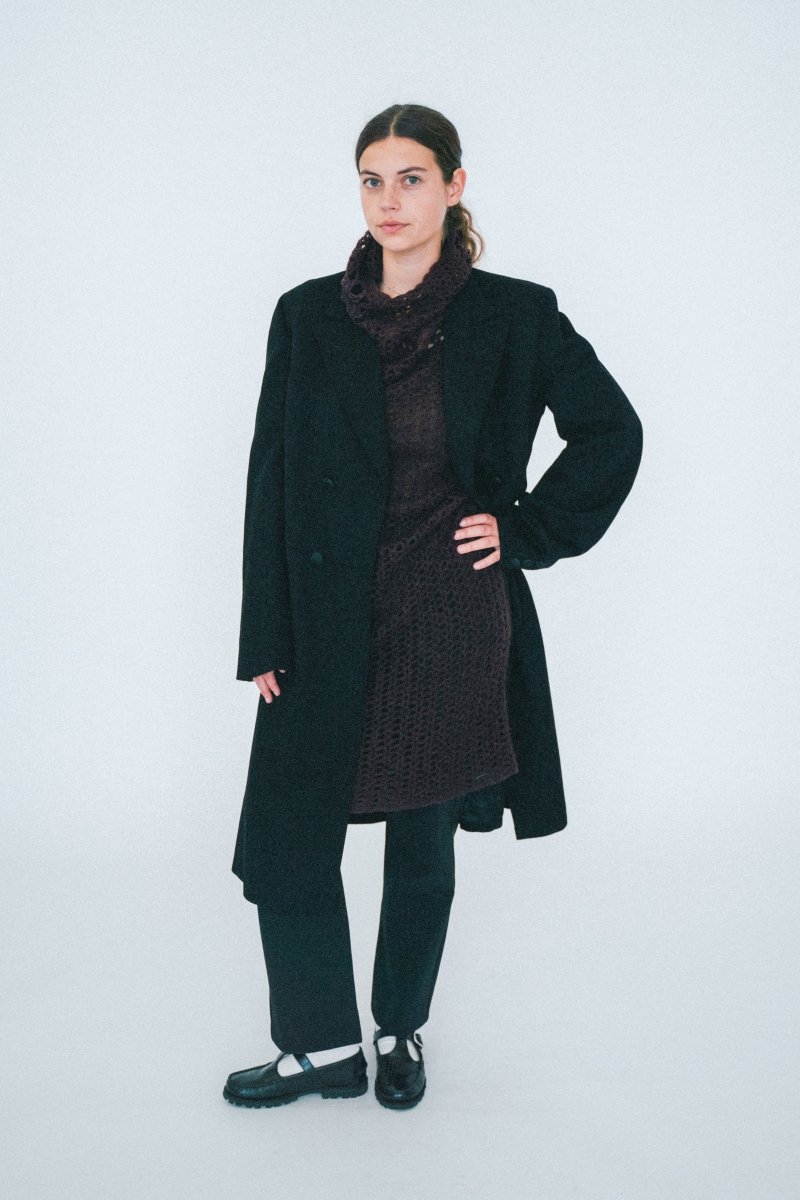 Black Wool dubble breasted coat - own it vintage3577