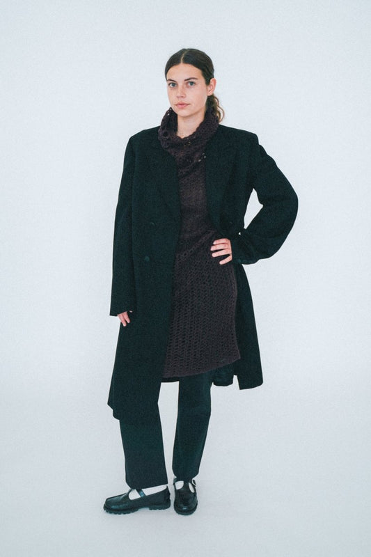 Black Wool dubble breasted coat - own it vintage3577