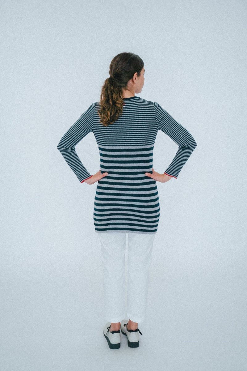 Blue striped knitted tunic - own it vintage3538