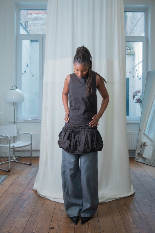 Brown balloon skirt dress - own it vintage4396