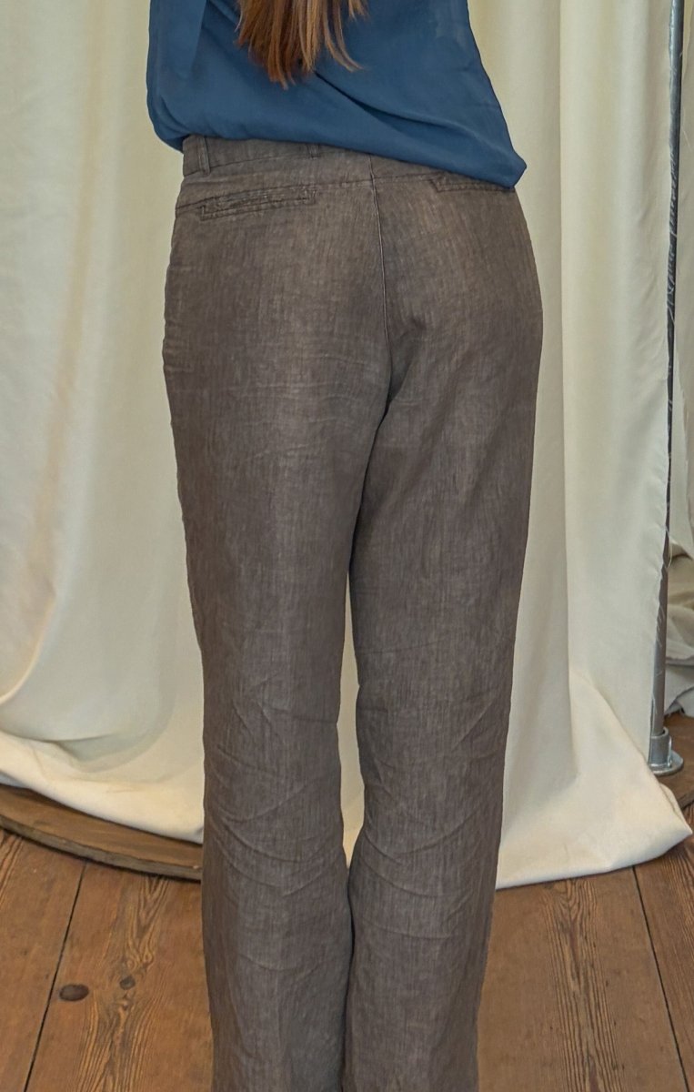 Brown Linen Wide Leg Trousers - own it vintage4917