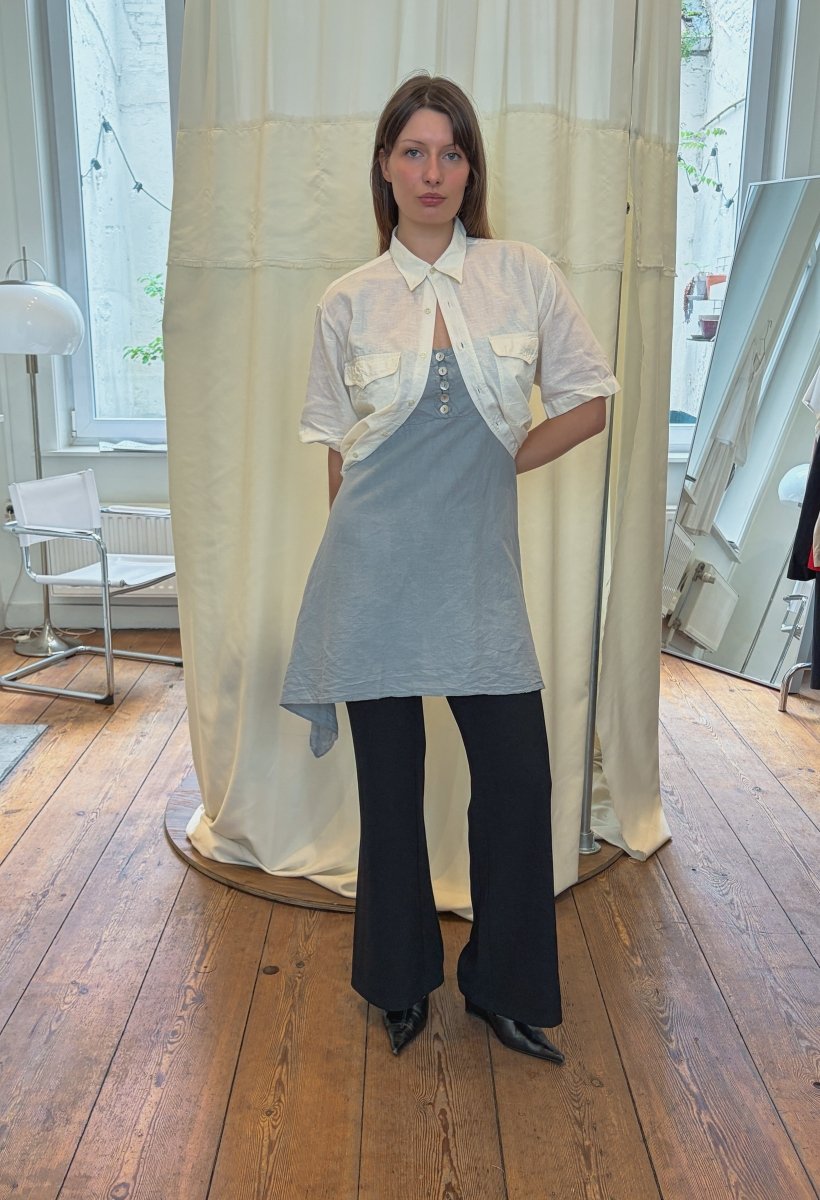 Dusty blue Linen Tunic - own it vintage4914