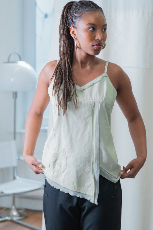 Green asymmetrical Layered Tank Top - own it vintage4509