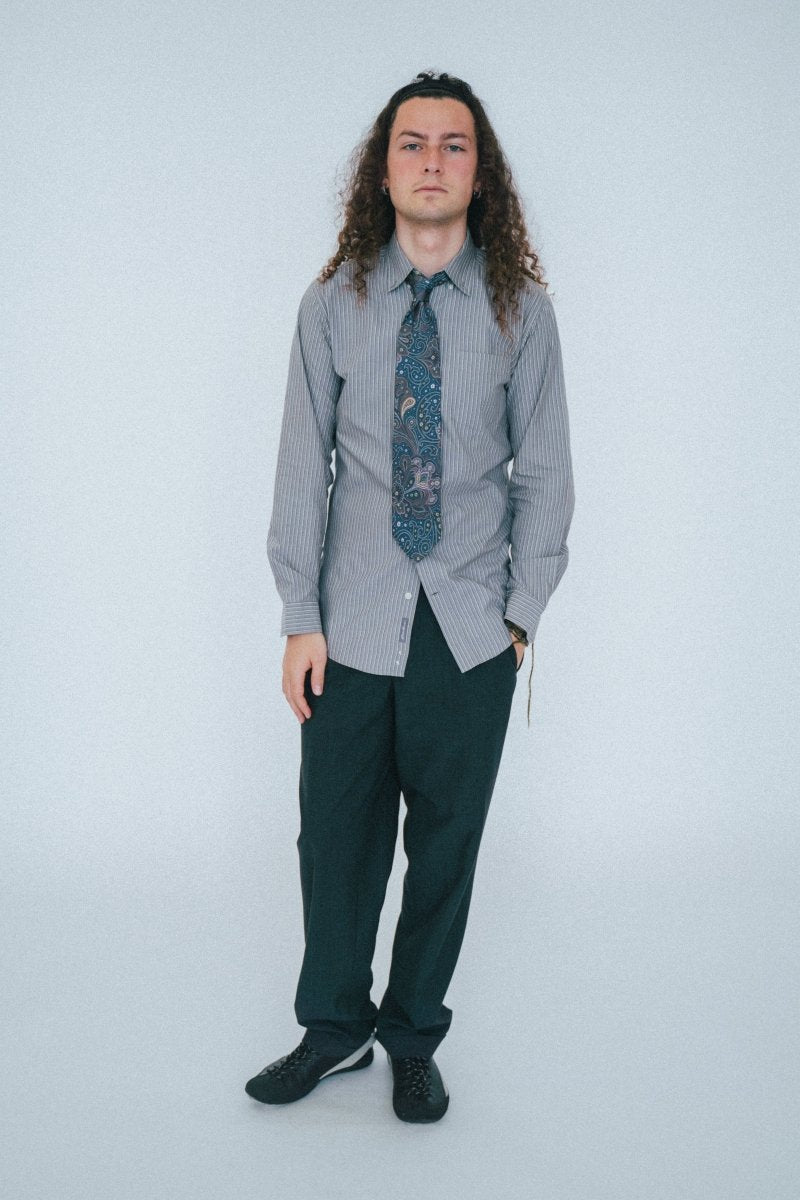 Grey striped shirt - own it vintage3058