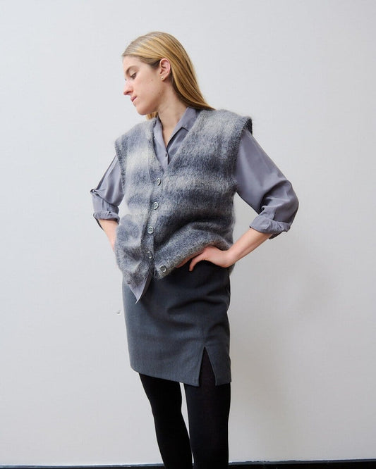 Grey striped wool vest