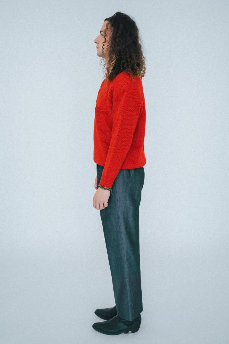 Red knitted sweater with buttons - own it vintage1010